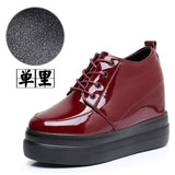 Breakj Height Patent Leather Small Leather Shoes Heel Waterproof Table Single Shoes Spring Autumn Pine Women's Shoes With Deep Mouth Plus Velvet Naked