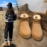 Breakj Women's Fur Integrated Ankle Boots Winter 2024 New Thickened Warm Cotton Shoes Waterproof And Velvet Bread