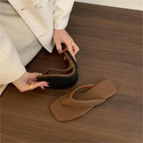 Breakj New Flat Shoes Daily Leisure Side Folded Toe Sandals Wearing Solid Color Simple Commuter