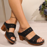 Breakj Summer New Large-Size Women's Sandals Retro Slope And Slippers Large-Size Hollow Slope And Cool Slippers