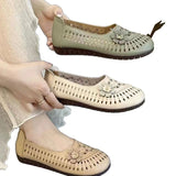 Breakj Summer New Soft Soles Hollow Flowers Fashion Casual Bean Shoes Female National Style Retro Mother