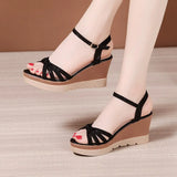 Heel High Heel Sandals Women's 2023 Summer New Style Muffin Thick Bottom Waterproof Table Size 41-43 Hundred Open Toe