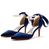 Breakj Cm Fine Heel Large-Size Sandals Banquet Women's Shoes Ribbon Beads High Heel Sandals And Ribbon Dress