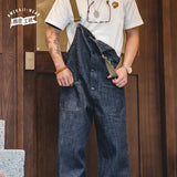 Homme Jumpsuit American Vintage Navy Overalls Spring Autumn Denim Straight Leg Jeans Men's Fashion Trend