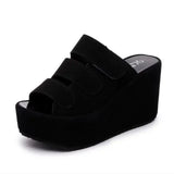 Summer New Sandals and Slippers Ladies Casual Flip Flops Wedge Sandals Thick Bottom Wedge Heel Solid Color