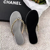 Breakj Pearl Leather Flat-Bottomed Flip-Flops Women Wear The New Summer 2025 Summer New Trendy Beach Feet Cool