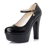 Breakj Head Buckle Waterproof Table 8CM High Heel Women's Shoes Thick-Soled Model Show Shoes Coarse Heel Work Shoes Silver Single