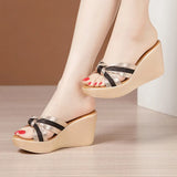 Women With Golden High Heels And Sandals 2023 Summer New Muffin Thick Bottom Large Size Fish Mouth Fashionable Fishmouth
