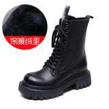 Breakj Leather Martin Boots High-Rise Kraft Mid-Sleeve Long Boots Autumn And Winter New Two Cotton Waterproof Table With Knight
