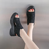 Summer New Platform Sandals for Women Leisure Sport Lightweight Wedge Heeled Diamondback Flying Woven Roman Women