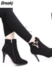 Mujer Invierno 2023 Autumn Stiletto Thin High Heels Woman Pointed Toe Pu Leather Zipper Sexy Ankle Womens Boots