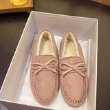 Breakj Dou Shoes Single Shoes Winter 2023 New Korean Version Of Women's Suede Flat Casual Shoes Lazy People A Foot Pedal Cotton Shoes