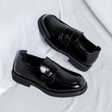 Breakj Wind Small Leather Shoes Male Design Sense Small Spring And Autumn Flat Shoes Black Lazy Foot Pedal