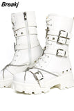 New Gothic Style Platform Vampire Cosplay Women Mid-calf Boots 2023 Winter Wedges Comfy Women Motorcycle Boots