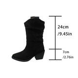 Breakj Retro Brown V-Mouth Pile In The Boots Women's Shoes 2025 Autumn And Winter Pointed Western Cowboy