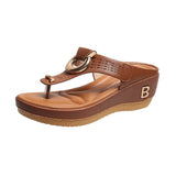 Breakj Women's Shoes 2023 Summer New Beach Clip Toe Slope Heel Slippers Women's Plus-Size Roman