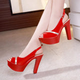 High-Heeled Sandals Summer 2023 Thick Heels Hollowed-Out Korean Version Muffin Waterproof Table Thick-Soled Fish Mouth Shoes Large Size Women's