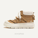 Breakj Shoes Winter Thick Soles Plus Velvet Outdoor Cotton Shoes Short Cylinders Snow Boots Men And Women The Same Black Martin