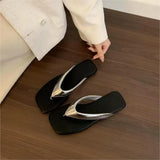 Breakj New Flat Shoes Daily Leisure Side Folded Toe Sandals Wearing Solid Color Simple Commuter