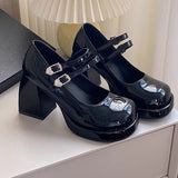 New High Heels French Mary Jane Women's Shoes Spring And Summer Round Head Thick With Jk Single Shoes Fairy Wind Good Match