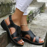 New Summer Sandals Velcro Stitches Hollowed-Out Thick Soles With Large Open-Toed Casual