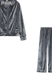 Juicy Diamonds Tracksuit Women Velvet Zipper Long Sleeve Hooded Crop Top And Skinny Pants Two Piece Set Fashion