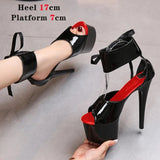 Colors Sandals Ladies Summer Modern Women's Shoes Ankle Strap Heels Pole Dancing Platform Nightclub 17CM Super High