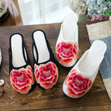 Breakj Summer New Embroidery Flowers Flat Bottom Fat Feet Wide Feet Embroidered Cloth Shoes Wear Female Cloth