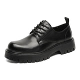 Breakj Head Casual Leather Shoes Men's New 2024 Thick Bottom Overalls Youth Round Head Low Top Martin Boots