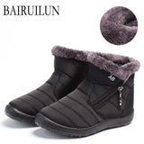 Boots Women Shoes Warm Plush Fur Ankle Boots Winter Female Slip On Flat Casual Shoes 2020 Waterproof Ultralight