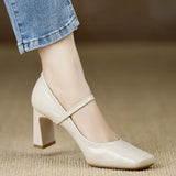 Breakj Retro Square Shallow Mouth Mary Jane Single Shoes Women's Spring 2025 New Word Buckle Lady Casual Single