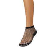 Breakj New Round-Headed Sandals Hollow Net Red Diamond Boots Summer Sexy Large-Size Flat
