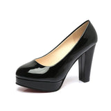 Size High Heels Spring 2023 New Single Shoes Round Head Thick With Patent Leather Waterproof Platform Sexy Thick Bottom Wedding Shoes