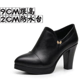 Breakj Coarse Waterproof Table Deep Mouth Single Shoes Women's Spring And Autumn Dress Work Shoes Side Zipper Fashion Singles High
