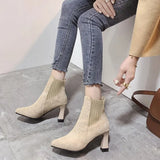 Breakj Autumn And Winter New Pointed High-Heeled Shoes Do Not Tired Feet Coarse Heel Fashion Boots Large Size Fashion Thin