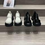 Trend Cool Square Head Small Leather Shoes Women In Autumn 2025 New Thick Soles To Increase Metal Buckle Happy