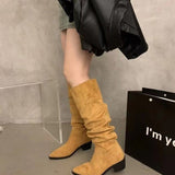 Breakj High-Heeled Kaqi Heap Boots Boots Women's Shoes 2025 New Spring And Autumn Winter Thin Long-Sleeve Knight