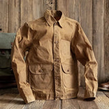 Wax Jackets For Men Pocket Khaki Denim Pocket Jacket Vintage Casual Coat Cotton Solid Slim Jackets