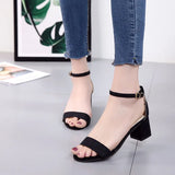 Breakj Summer Breathable Women's Sandals New Simple Women's Shoes In The Heel With Buckle Thick Heel Sandals