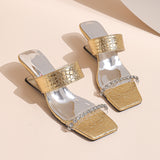 Simple Open-toed Shoes Women Thin Strap Wedge Sandals Square Head Sexy High-heeled Roman Slippers Flip Flops