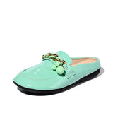 Luxury Brand Designer Women Slippers Slip On Mules Flat Casual Shoes Slides Summer Footwear Female Patent leather