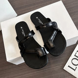 Breakj Design Flat-Bottomed Silver Toe Slippers Women 2025 Summer New Breathable Cool Drag Simple Leisure Outside Wearing Cold