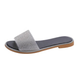 Breakj Women's Shoes 2023 Summer New Korean Version Of The Fashion Wearing Sandals Water Drill Flat Beach