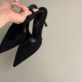 Breakj High-Heeled Black Bag Head Sandals Women To Increase The Spring And Summer Explosion Of Niche High-Grade High-End Temperament With Skirt Pointed Single