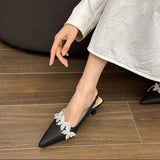Breakj Temperament Water Drill Head Thin Heel Women's Shoes 2025 Spring New Denine Low- Heel Large-Size Single-Shoe High