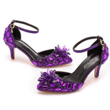 Breakj Cm Large-Size Sandals Fine Heel Head Crystal Glass High Heel Sandals Champagne Gold Banquet Dinner Women's