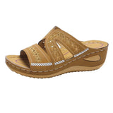 Breakj Women's Slope And Sewing Sandals Fish Mouth Thick Soles Hollow Large Size Shoes Embroidered Cool