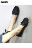 Leather Flats Casual Slip On Loafers Woman Shoes Comfortable Soft Bottom Flat Shoes Vintage Style Woman