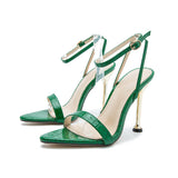 / Summer 2023 New Ultra High Heel Metal Plating With Pointed Cross Strap Roman