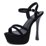 Nightclub Hate Sky High Women's Shoes 14CM Waterproof Platform Ultra High Heel Sandal Fine Heel Stage Performance Shoes Car Model To